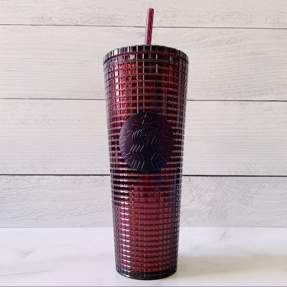 Starbucks 2020 Holiday Berry Plum Grid Tumbler - Picture 1 of 5